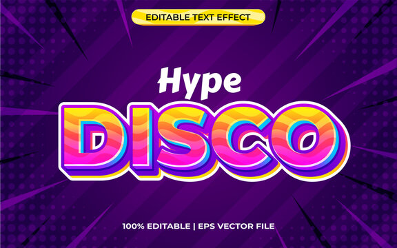 disco 3d text effect with colorful theme. orange typography template for disco tittle