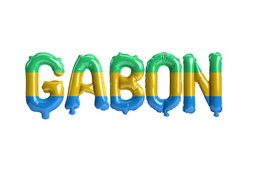 3d illustration of Gabon-letter balloons with flags color isolated on white