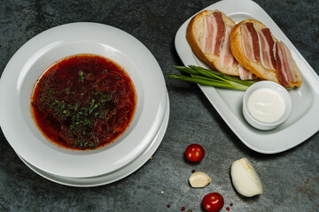 traditional borscht with lard