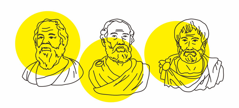 set vector illustration of three Greek philosophers from Athens socrates, plato, and aristotle