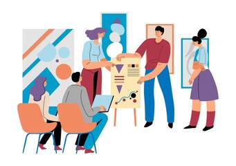 Business presentation, showing infocharts vector