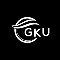 GKU letter logo design on black background. GKU  creative initials letter logo concept. GKU letter design.