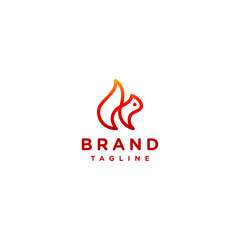 Modern Squirrel Outline Logo Design. Simple squirrel animal outline logo design in the form of a fire symbol.
