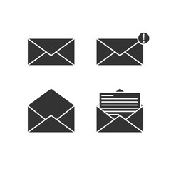 Set of mail Icon in trendy flat style isolated on white background with silhouette style