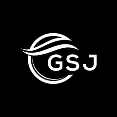 GSJ letter logo design on black background. GSJ  creative initials letter logo concept. GSJ letter design.
