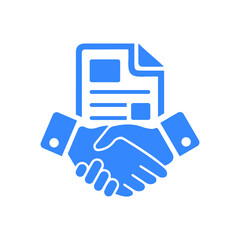 Business, Contract icon. Blue vector sketch.