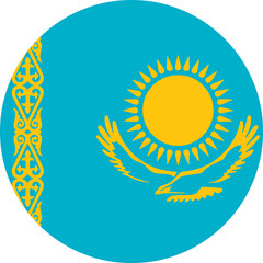 Kazakhstan flag in circle shape isolated  on  transparent  background,Symbol of Kazakhstan. vector illustration - obrazy, fototapety, plakaty