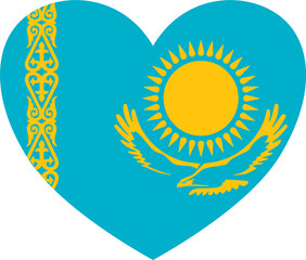 Kazakhstan  flag in heart shape isolated  on  transparent  background,Symbols of Kazakhstan, vector illustration