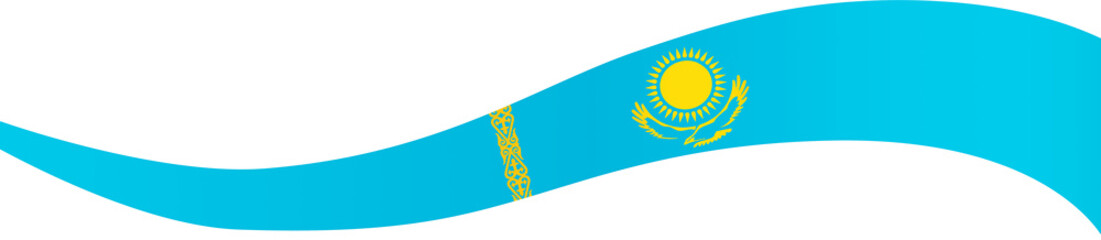 Kazakhstan flag wave  isolated  on  transparent background,Symbol Kazakhstan. vector illustration