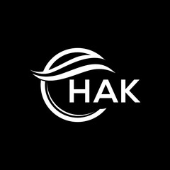 HAK letter logo design on black background. HAK  creative initials letter logo concept. HAK letter design.
