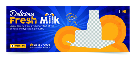 Delicious Milk Facebook cover and social media post design vector template
