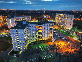 Aerial View of an Apartment Complex at Night