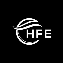 HFE letter logo design on black background. HFE creative initials letter logo concept. HFE letter design. 

