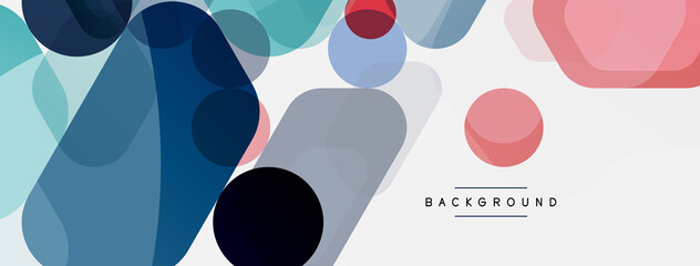 Color bubbles and rounded geometric shapes on white. Vector geometric minimal abstract background for wallpaper, banner, background, landing page