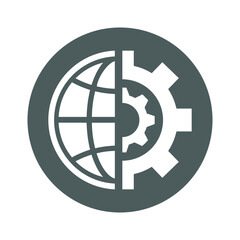 Configuration, globe, process icon. Gray vector sketch.