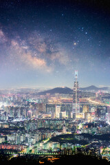 Fototapeta na wymiar Seoul city skyline at night