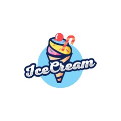 Ice Cream logo design vector illustration