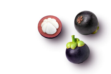 purple mangosteen isolated on white