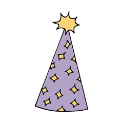 party hat with stars. hand drawn doodle style. vector, minimalism, trendy color 2022. festive funny.