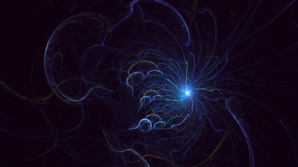 3D rendering abstract blue fractal light background