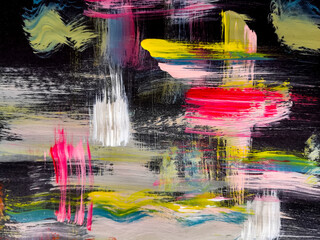 abstract acrylic painting with a detail of a strong paint print