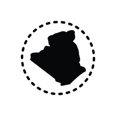 Black solid icon for algeria - obrazy, fototapety, plakaty