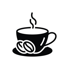 Black solid icon for coffee