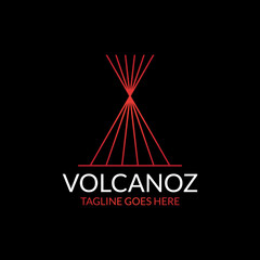 volcano eruption logo design - obrazy, fototapety, plakaty