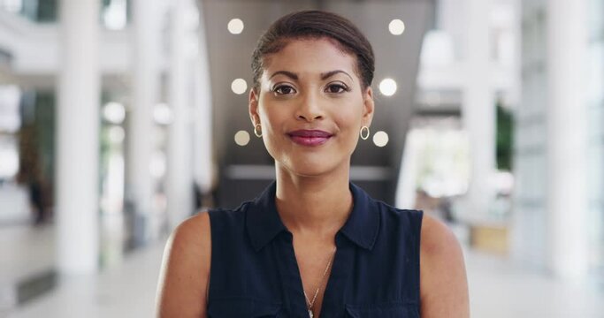 Your success depends on you. 4k video footage of a young beautiful businesswoman in a modern office.