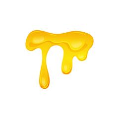 Flowing yellow viscous liquid. Lemon jelly or honey drops. Vector illustration on a white isolated background. 