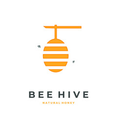 Honey illustration logo with beehive