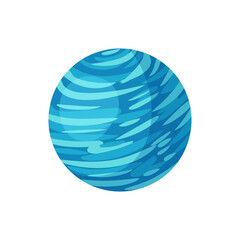 Stylized planet Neptune isolated cartoon vector image. Astronomic logo image. Media glyph icon