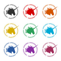 Unicorn circle logo icon color set