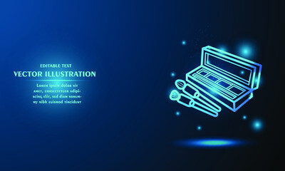 Glowing makeup isolated on blue background