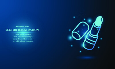 Glowing lipstick isolated on blue background