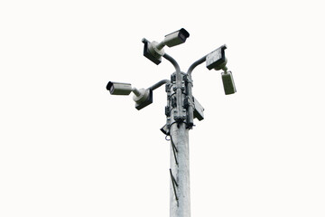 Closed-circuit camera isolated on white background. Tough cameras can record events such as traffic, accidents. And also prevent the thief.