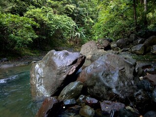 Naklejka na ściany i meble natural landscape the river of kamalasag falls Sebaste Antique 