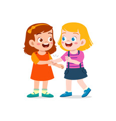 little kid do hand shake with friend