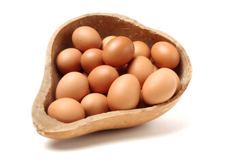 brown eggs on white background