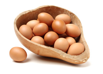 brown eggs on white background