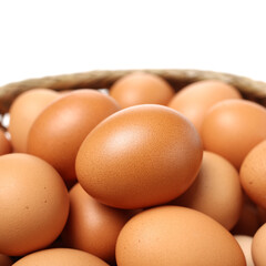 brown eggs on white background