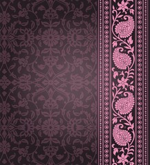 wedding card design, traditional paisley floral pattern , royal India	