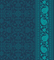 wedding card design, traditional paisley floral pattern , royal India	