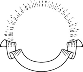 手描き　集中線　リボン　見出し　フレーム　枠　シンプル