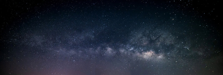 Fototapeta Panorama landscape Milky way with Many stars at dark night background obraz