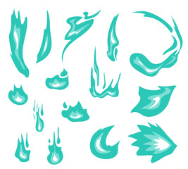 青い炎のイラストのセット