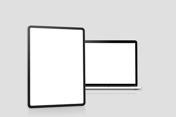 Fototapeta premium Blank Realistic Tablet and Laptop Mockup 