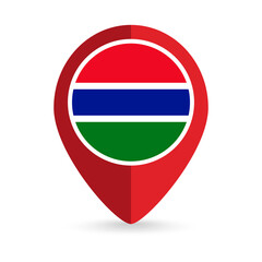 Fototapeta premium Map pointer with contry Gambia. Gambia flag. Vector illustration.