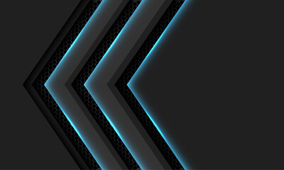Abstract grey arrow blue light hexagon mesh direction shadow with blank space design modern futuristic background vector