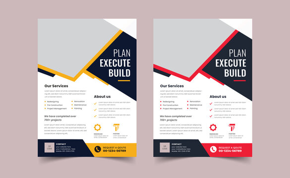 Construction Flyer Layout design, Corporate construction tools cover a4 flyer template, Construction Brochure Cover